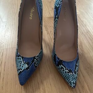 Blue Snakeskin Women's Heels